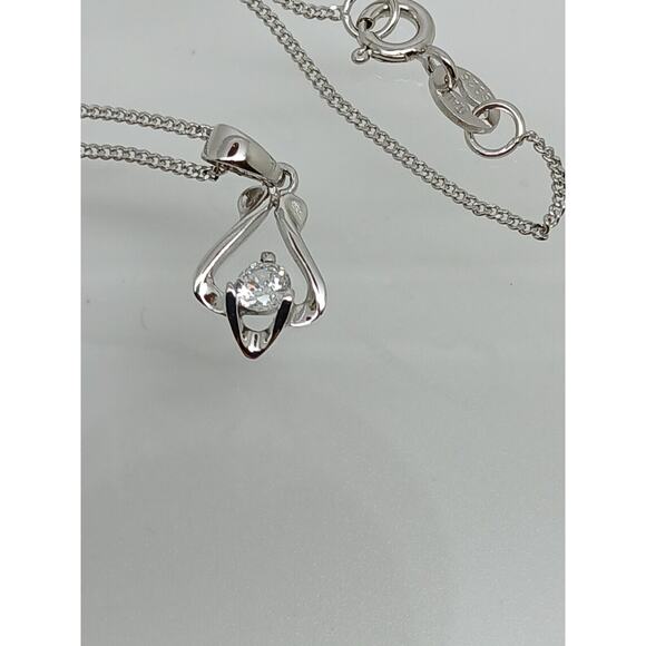 .925 Sterling Silver Simulated Diamond Pendant Necklace Minimalist Petite - Picture 11 of 14